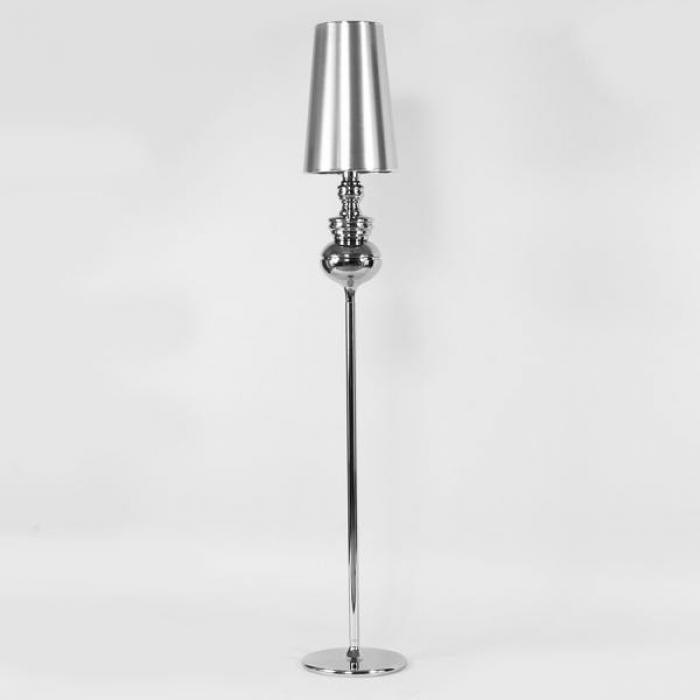 Lámpara louvre, pie salón, cromada, pantalla plata - Imagen 1