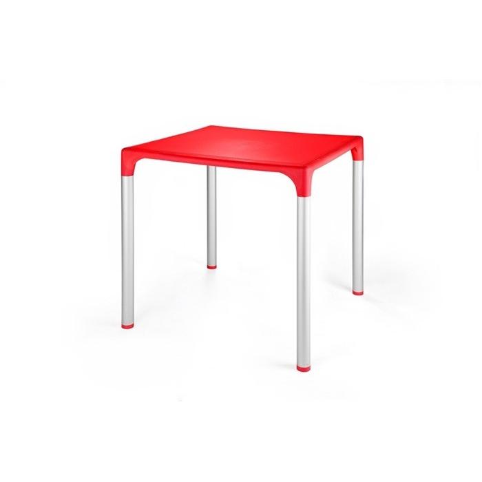 2 Mesas eliana, aluminio, polipropileno rojo 74x74 cms - 2 unidades - Imagen 1