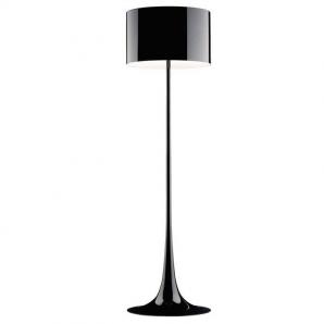 Lámpara lugano, pie salón, negra, pantalla negra - Imagen 1