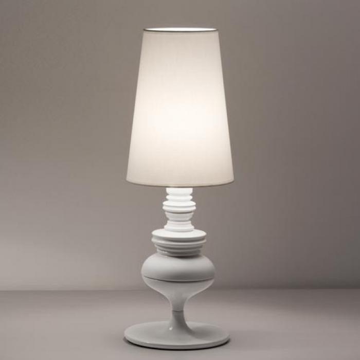 Lámpara louvre, sobremesa, blanca, pantalla blanca - Imagen 1