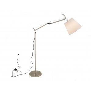 Lámpara geminis, pie de salón, plateada, pantalla blanco crudo - Imagen 1