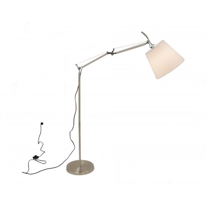 Lámpara geminis, pie de salón, plateada, pantalla blanco crudo - Imagen 1