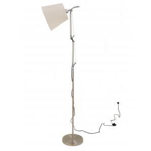 Lámpara geminis, pie de salón, plateada, pantalla blanco crudo - Imagen 4