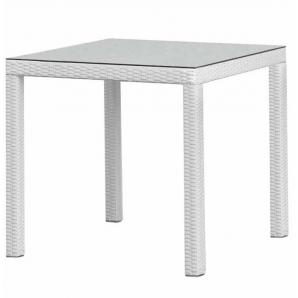 Mesa costa, aluminio, ratán blanco beige, 80x80 cms - Imagen 1