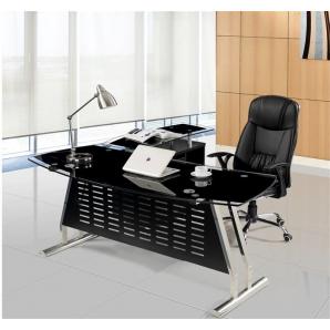 Mesa de oficina evian, oval, mueble a derecha, cristal, 160x80 cms - Imagen 1