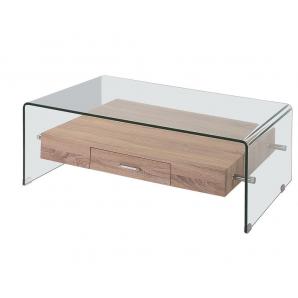 Mesa auxiliar marilyn, baja, madera, cristal, 110x55 cms