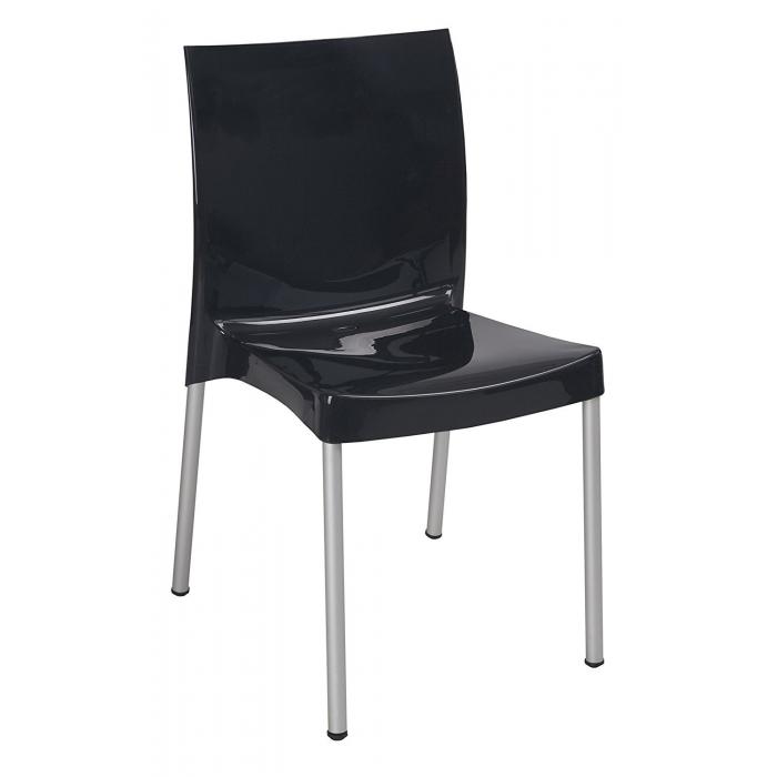 4 Sillas nico, aluminio, polipropileno negro brillo - 4 unidades - Imagen 1 4 Sillas nico, aluminio, polipropileno negro brillo - 4 unidades - Imagen 1