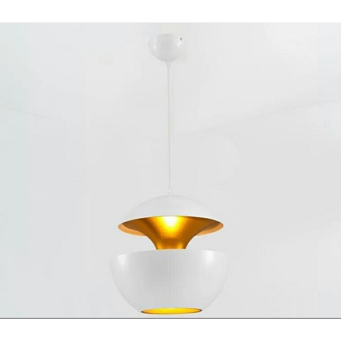 Lámpara ursula, colgante, metal, blanco-dorado - Imagen 1