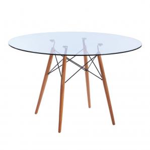 Mesa redonda tower, madera, cristal, 120 cms de diámetro