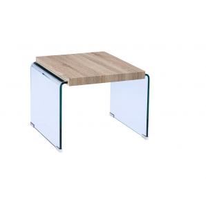 Mesa osiris auxiliar, baja, madera, cristal curvado, 55x55 cms