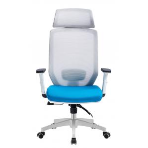 Sillón de oficina clayton, blanco, malla gris, tejido azul claro - Imagen 2