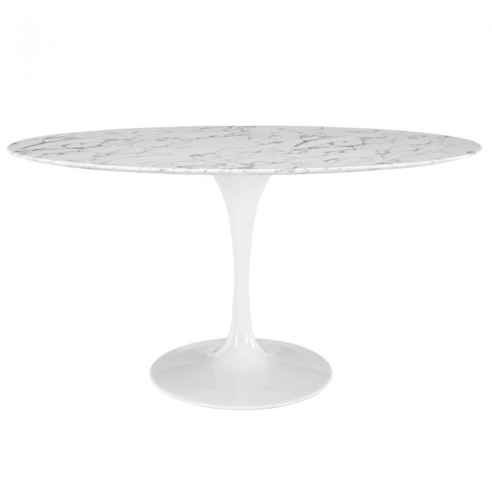 Mesa tul, oval, fibra de vidrio, mármol blanco 160 x 90 cms - Imagen 1