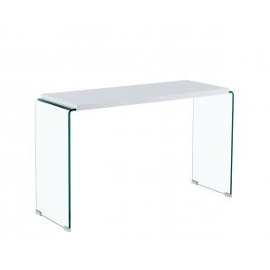 Consola mesa ariston, lacada blanca, cristal, 120 x 40 cms - Imagen 1