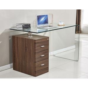 Mesa artemisa, cristal curvado, oficina, cajonera bilaminada, 125x65 cms