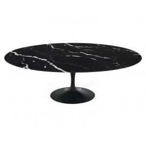Mesa tul, oval, fibra de vidrio, mármol negro 180x108 cms - Imagen 1