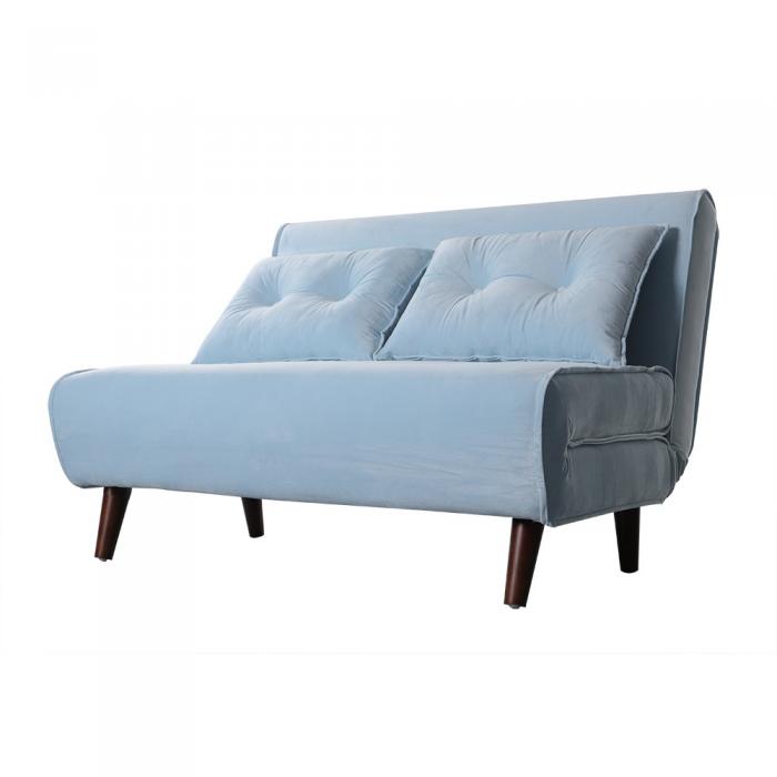 Sofá cama vilna, 2 plazas, tejido velvet azul claro - Imagen 1