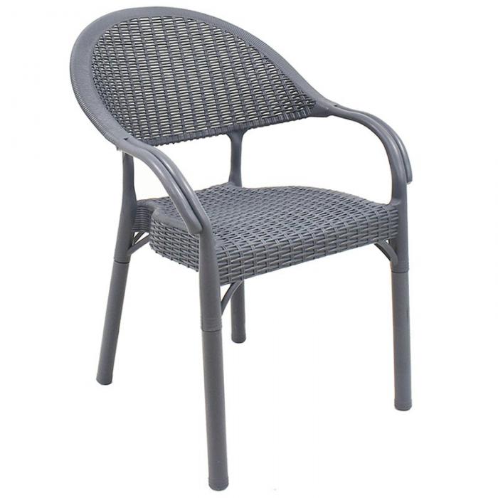 4 Sillones torremolinos, apilable, polipropileno gris oscuro - 4 unidades
