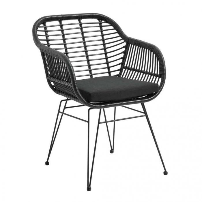 4 Sillones yakarta, metal, cojín, ratán negro - 4 unidades - Imagen 1 4 Sillones yakarta, metal, cojín, ratán negro - 4 unidades - Imagen 1