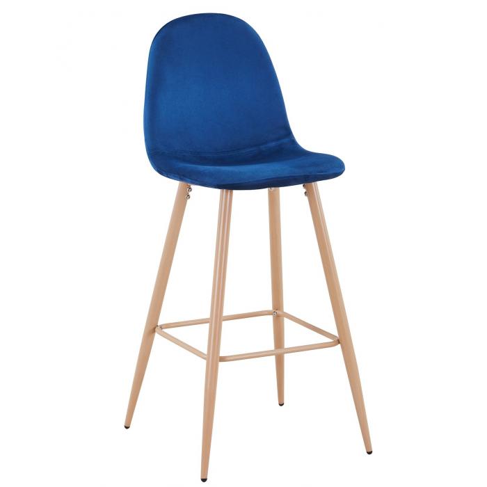 4 Taburetes epoque new, patas metálicas, terciopelo azul 64 - 4 unidades - Imagen 1