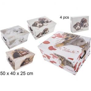 4 Cajas montable carton c/asas dec.cachorro - 4 unidades - Imagen 1