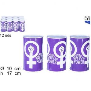 12 Huchas metal girl power violeta 10x17cm - 12 unidades - Imagen 1