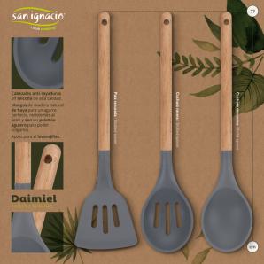 Pack de 3 sartenes ø20/24 y 28 cms + set de 3pc de utensilios de cocina en silcona y madera - Imagen 4