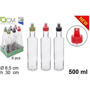 6 Botellas cristal redonda con pulverizador 500ml colores - 6 unidades - Imagen 1