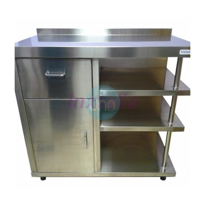 Mueble inoxidable cafetero con estantes. Medidas: 150 x 60 x 104,50 cm Mueble inoxidable cafetero con estantes. Medidas: 150 x 60 x 104,50 cm