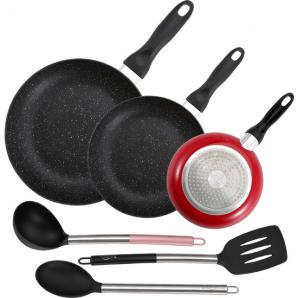 Pack de 3 sartenes san ignacio  ø16cm ø20cm ø24cm + set de 3pc utensilios de cocina en nylon - Imagen 1