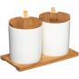 Set de molinillo de pimienta electrico + 2x tarro para especias en cerámica y base en bambú - Imagen 4