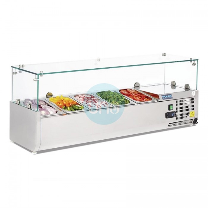 Vitrina frigorífica de ingredientes 5 cubetas GN1/4 Polar Vitrina frigorífica de ingredientes 5 cubetas GN1/4 Polar