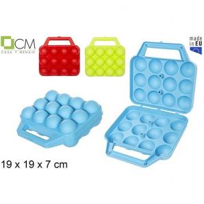 Huevera plastico 12 huevos con maletin colores surtidos - Imagen 1