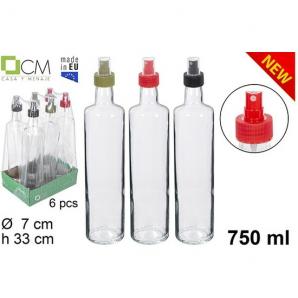 6 Botellas cristal redonda con pulverizador 750ml colores - 6 unidades - Imagen 1