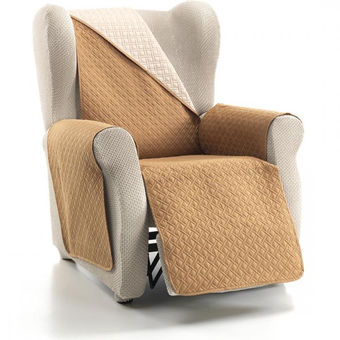 Rubi cubre sofa bicolor reversible 1 plaza crudo/beige - Imagen 1
