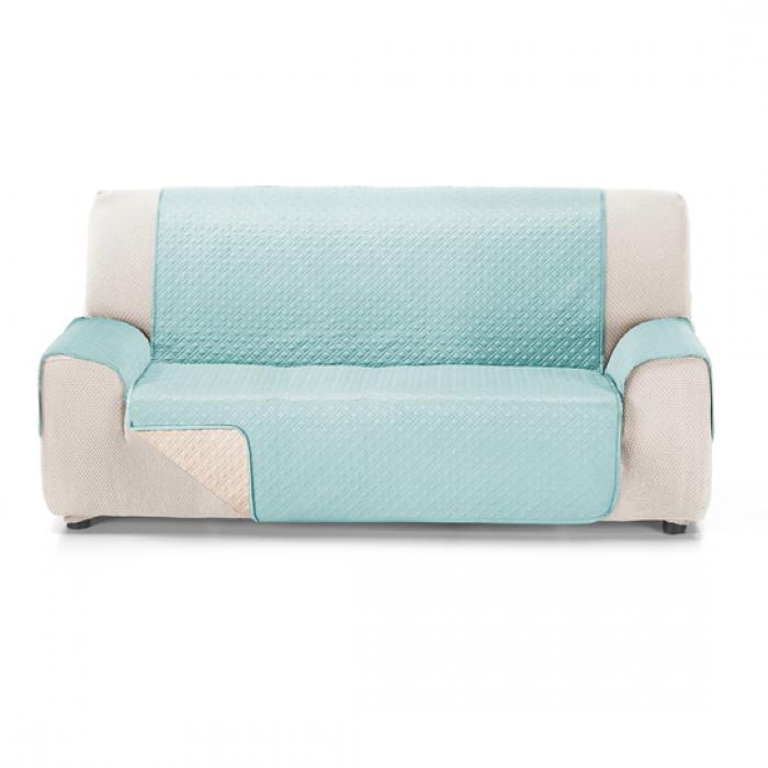 Rubi cubre sofa bicolor reversible 2 plazas aguamarina/crudo - Imagen 1