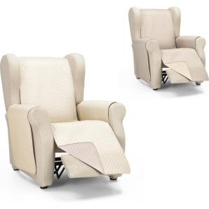 Rombo cubre sofa reversible acolchado 1 plaza beige/lino - Imagen 3