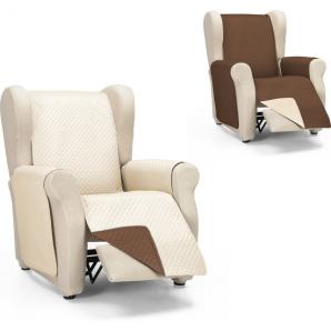 Rombo cubre sofa reversible acolchado 1 plaza beige/marron - Imagen 2