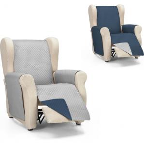 Rombo cubre sofa reversible acolchado 1 plaza gris/azul - Imagen 3