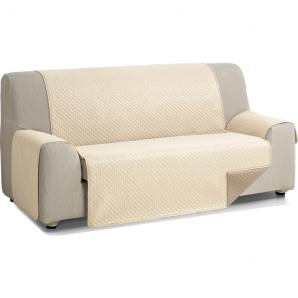 Rombo cubre sofa reversible acolchado 2 plazas beige/cuero - Imagen 1