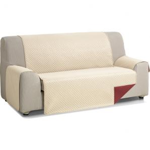 Rombo cubre sofa reversible acolchado 2 plazas beige/rojo - Imagen 1