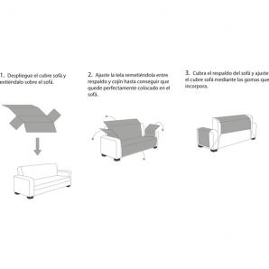 Rombo cubre sofa reversible acolchado 4 plazas gris/negro - Imagen 6