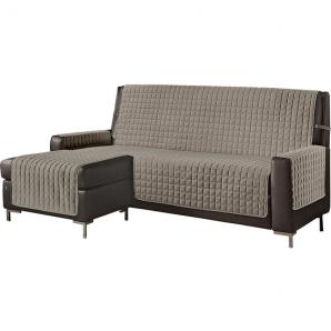 Funda de sofá chaise-longue 3 plazas reversible- adaptable a ambos lados arena - Imagen 1