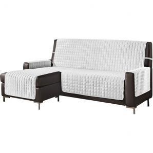 Funda de sofá chaise-longue 2 plazas reversible- adaptable a ambos lados blanco - Imagen 1
