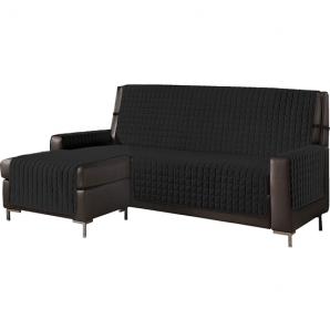 Funda de sofá chaise-longue 4 plazas reversible- adaptable a ambos lados negro - Imagen 1