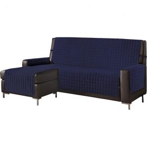Funda de sofá chaise-longue 4 plazas reversible- adaptable a ambos lados azúl - Imagen 1