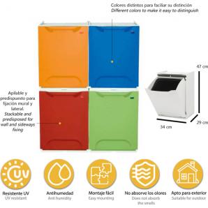 Pack 2 cubos de basura de reciclaje en polipropileno color azul - Imagen 2
