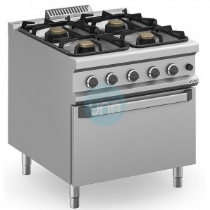 Cocina a Gas 4 Fuegos 2x7 + 2x11 Kw con Horno a Gas, Fondo 90 cm MBM MFB98FGXL