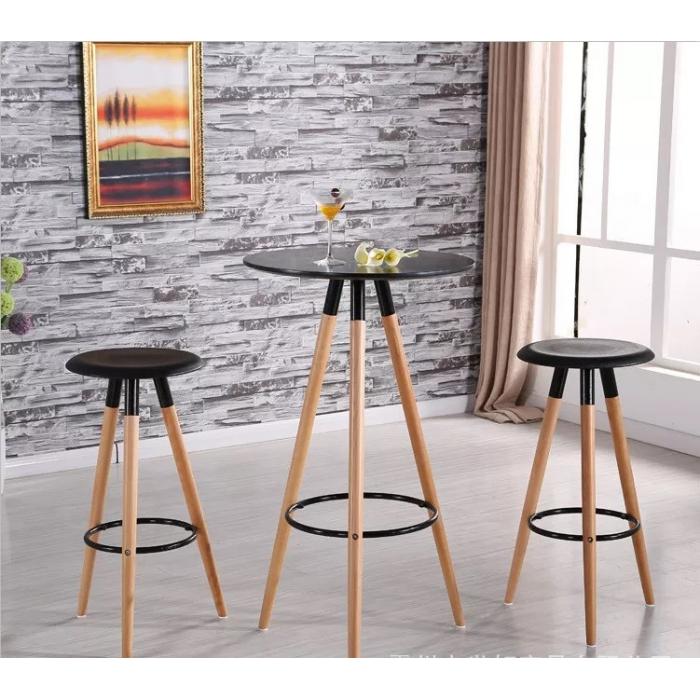 Mesa otilia new, alta, madera, tapa negra de 60 cms de diámetro - Imagen 1
