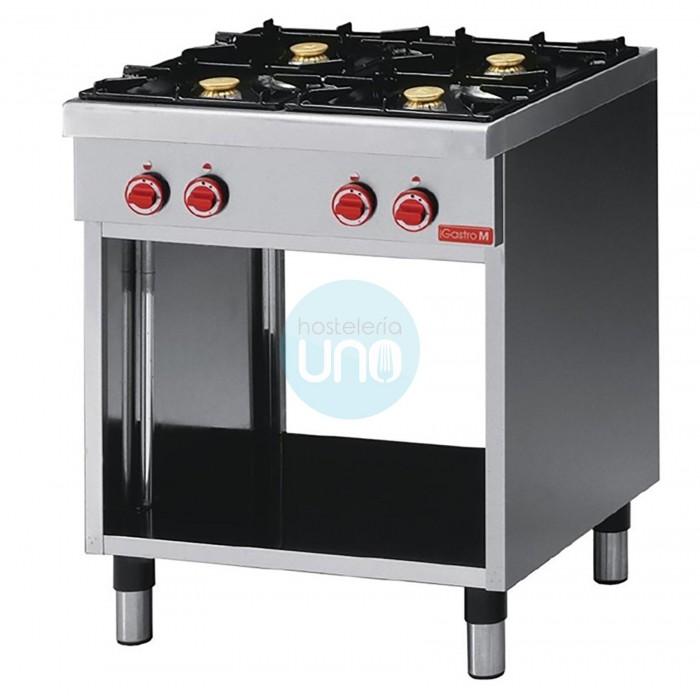 Cocina a gas con 4 quemadores, armario inferior abierto y termopar Gastro M Cocina a gas con 4 quemadores, armario inferior abierto y termopar Gastro M