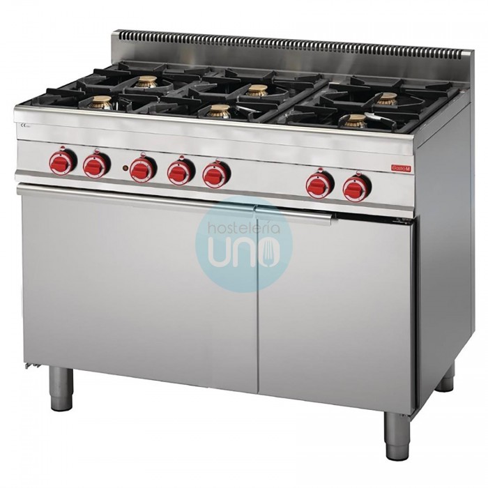 Cocina a gas de 6 quemadores + horno de convección eléctrico Gastro M 65/110 CFGE Cocina a gas de 6 quemadores + horno de convección eléctrico Gastro M 65/110 CFGE